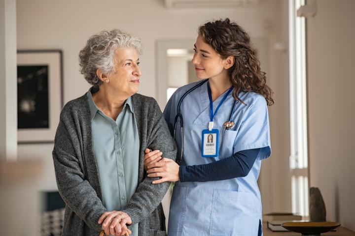 nursing assistant with elderly woman
