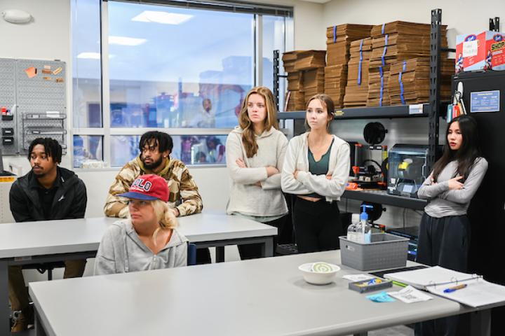 Students in class paying attention to speaker