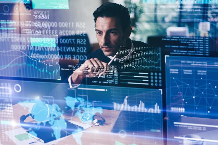 Man evaluating data 