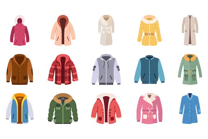 A variety of winter coats