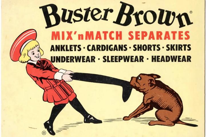 Buster Brown display board from United Hosiery Mills 