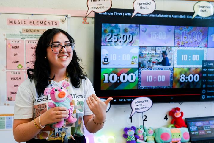 Lauren Cardenas in a classroom
