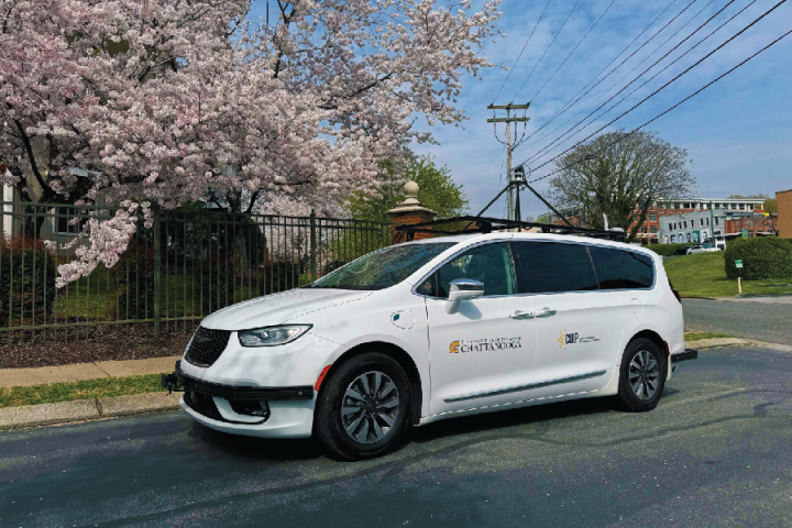 Photo of a car with sensor equipment attached to the top