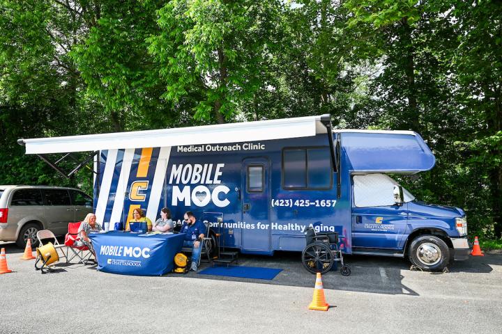 The mobile clinic in the Rhea-Richland Senior Center parking lot