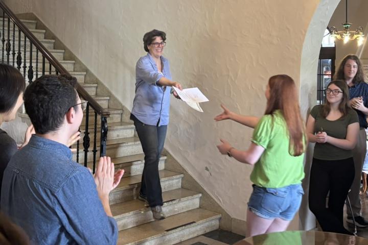 A photo of scholarship presentation