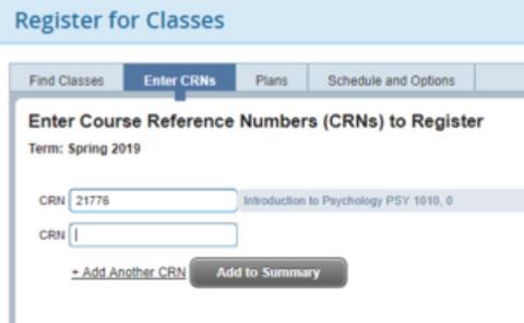 How to register for courses (Enter CRNs) Step 1