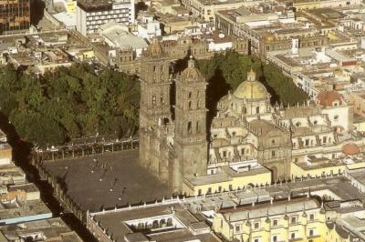 Puebla, Mexico Aerial view of cathedral in Puebla