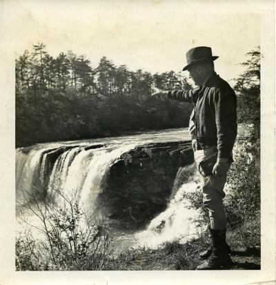Robert Sparks Walker at Little River Falls on Lookout Mountain.