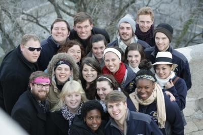 Group of students on trip in Budapest