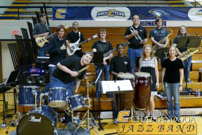 Jazz band in basketball stadium