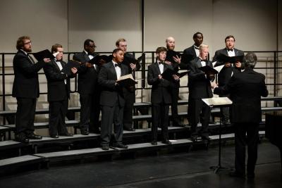 Men's chorus sings on a concert