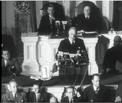Franklin Delano Roosevelt, World War II Infamy Speech