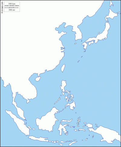 Blank map of East Asia