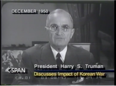 Truman addresses the nation on why the U.S. must intervene in the Korean War