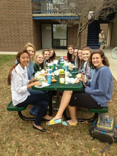 Girls having a picnic at Lockmiller