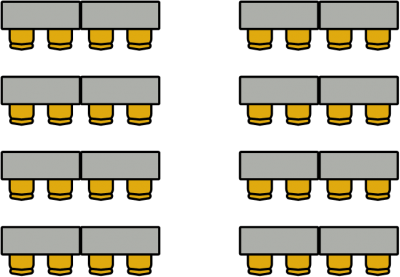 Rows of tables with chairs