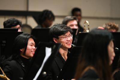Students playing instruments in the UTC honor band