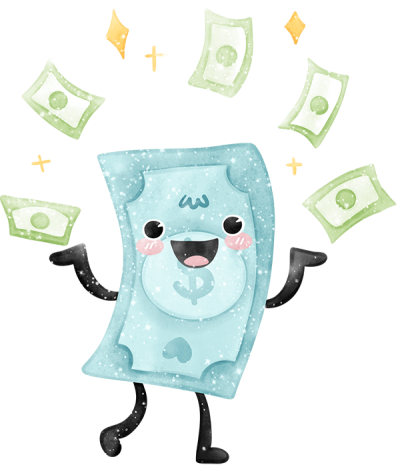 Decorative money with a smiley face