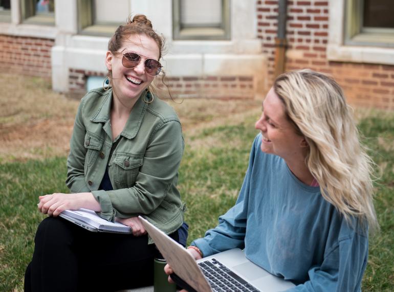 Academic Connections Two students studying outside