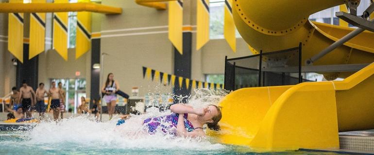 Girl on water slide