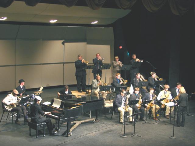 The UTC Jazz Band plays on stage