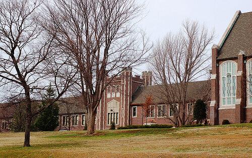 Race and Hooper Hall with chapel to the right