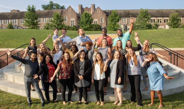 Group photo with students posing 