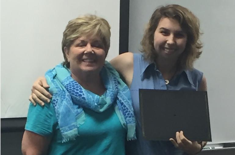 Benson Scholarship Professor and scholarship recipient