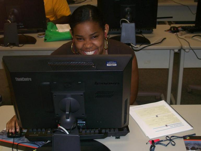 Student on a computer