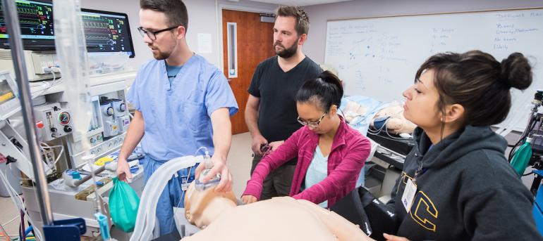 Nurse Anesthesia Sim Lab Students in Sim Lab for Nursing