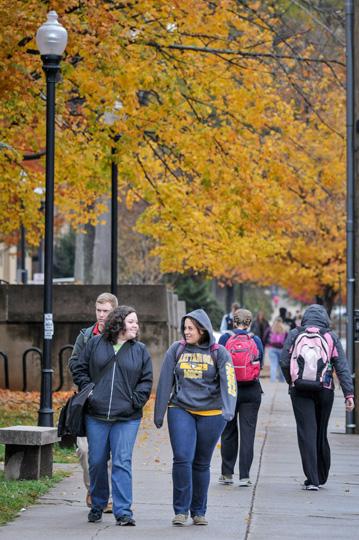 Students walking on campus