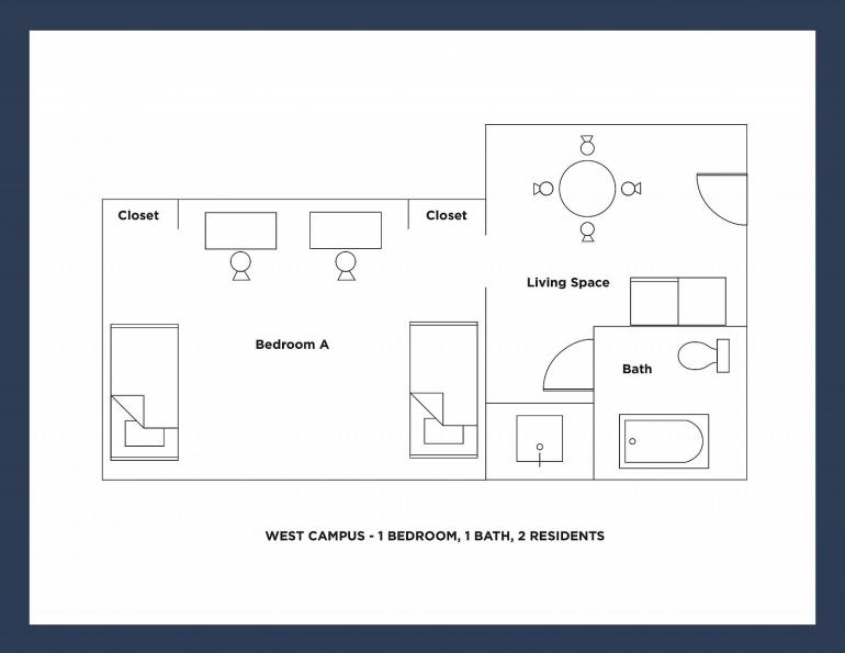 West Campus Blueprint 1 Bed 1 Bath