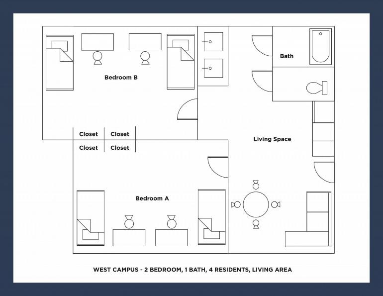 West Campus Blueprint 2 Bed 1 Bath