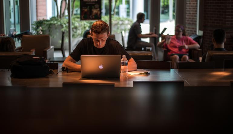Man working in library