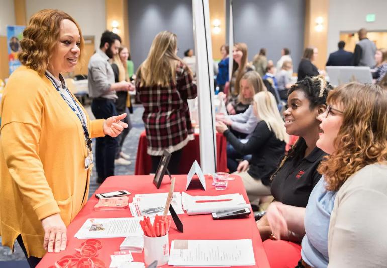 students at an event in the university center