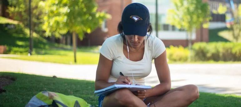 woman studying outside