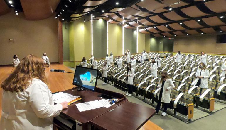 View from podium at Spring 2021 Whitecoat Ceremony View from podium at Spring 2021 Whitecoat Ceremony