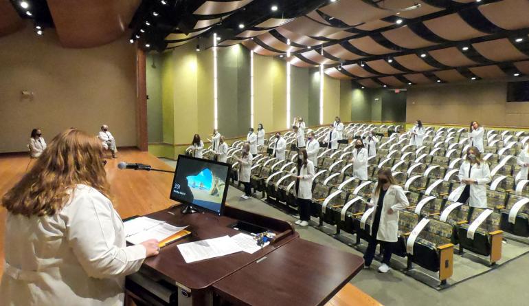View from podium at Spring 2021 Whitecoat Ceremony