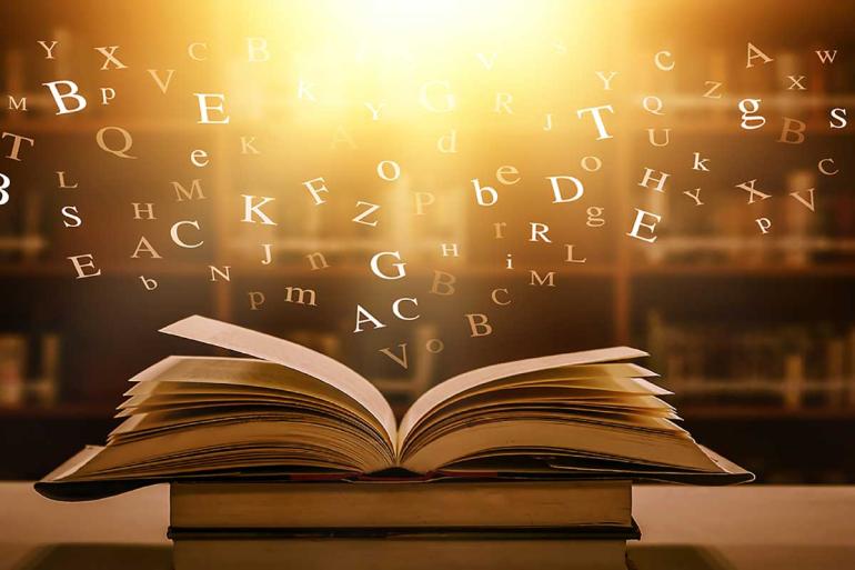 Exploding alphabet from a book Exploding alphabet from a book