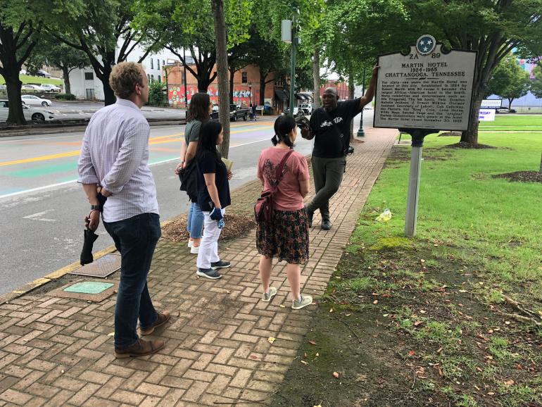 Students walking on campus