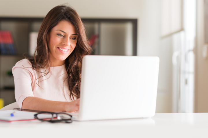 Girl Typing Computer Smiling Girl Typing Computer Smiling
