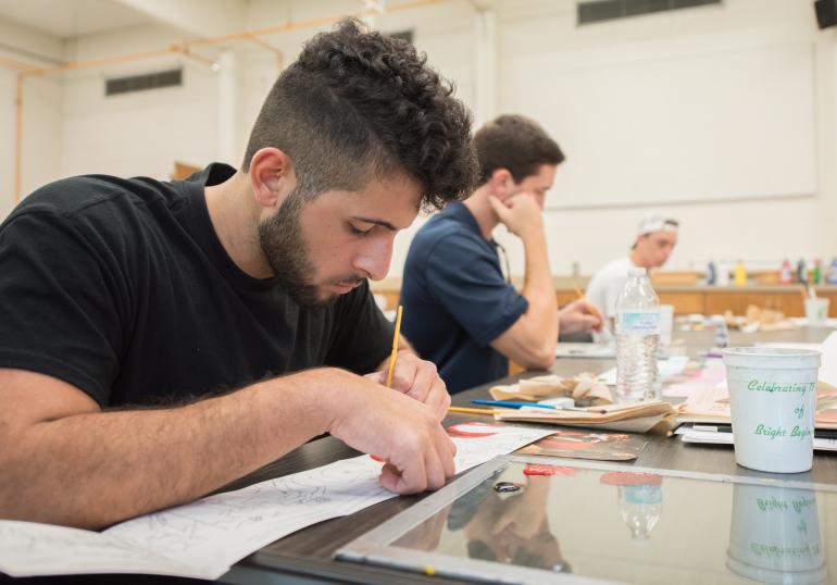 students in studio processes