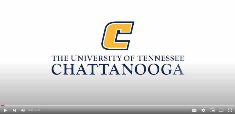 Photo of YouTube training video showing the Power C and the University logo