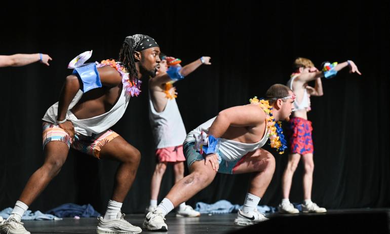 Members of Pi Kappa Alpha perform Lip Sync routine 