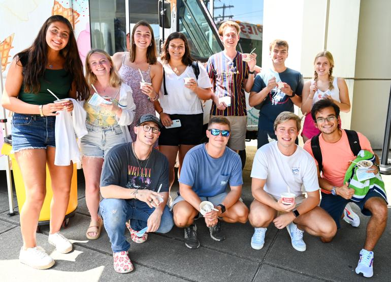 Group of students eating ice cream