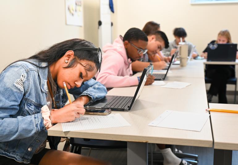 University High students working hard in class.