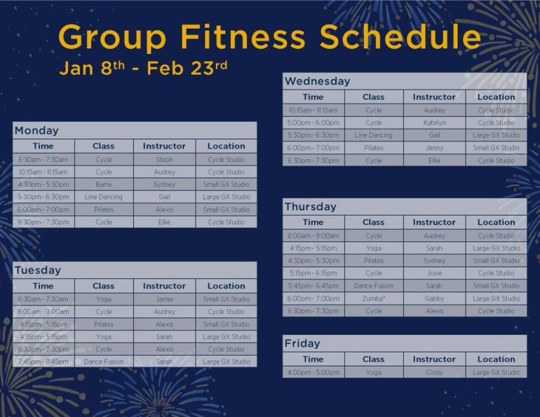 Spring 2024 Group Fitness Schedule