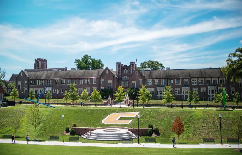 Hooper and Race Hall with Chamberlin Field and Power C Brick Mural 