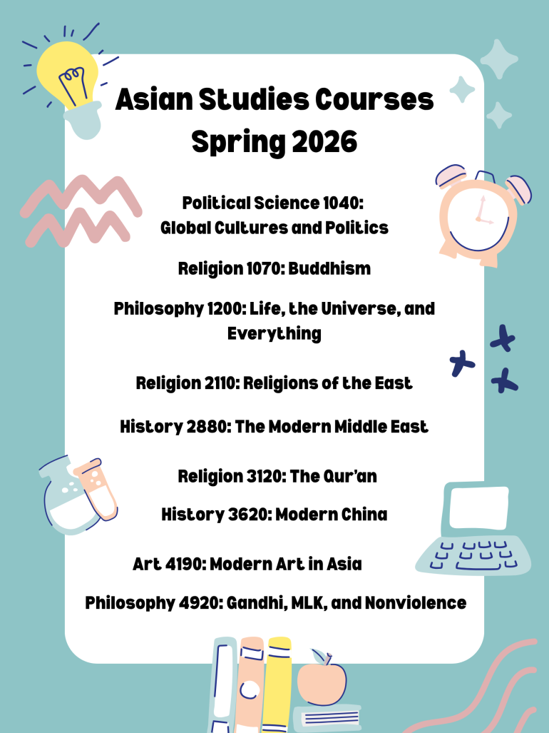 Asian Studies Program Spring 2026 Courses Poster Image With Academic Course Information