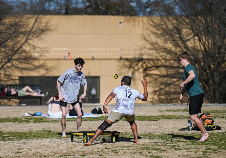 Students playing games on Chamberlain field